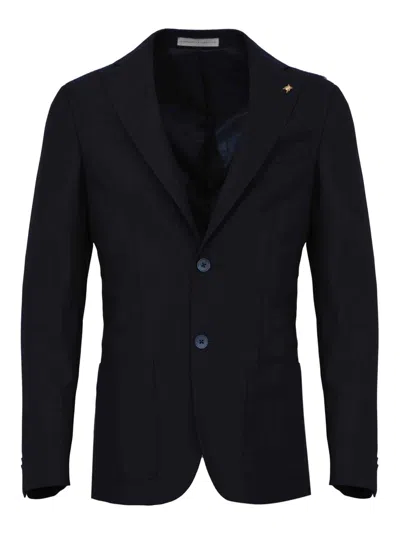 Corneliani Single-breasted Jacket In Blue Virgin Wool