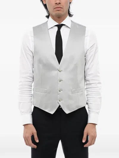 Corneliani Single-breasted Jetted-pocket Waistcoat In Silver