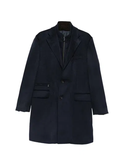 Corneliani Single-breasted Layered Coat In Blue