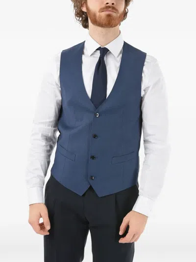 Corneliani Single-breasted Logo-print Waistcoat In Multi
