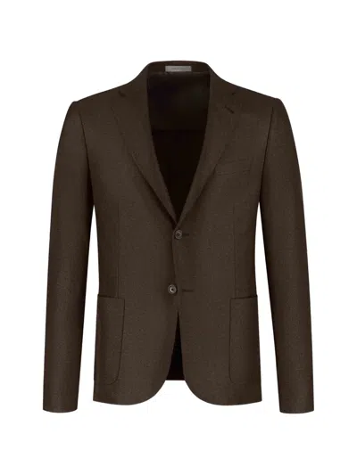 Corneliani Single-breasted Notched-lapel Blazer In Brown