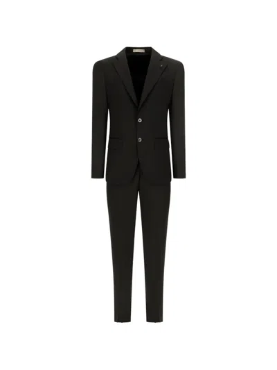 Corneliani Single-breasted Notched-lapels Suit In Black