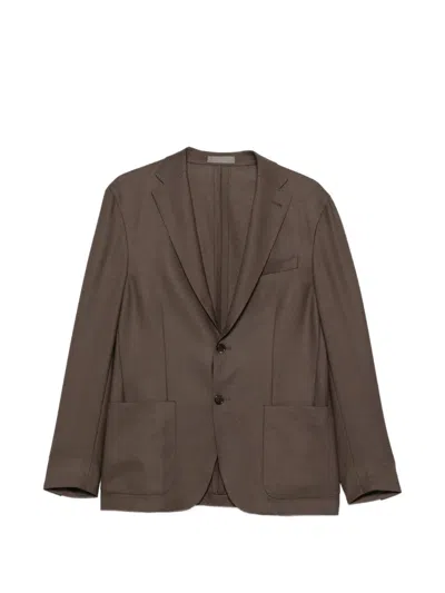 Corneliani Single-breasted Notch-lapel Blazer In Brown