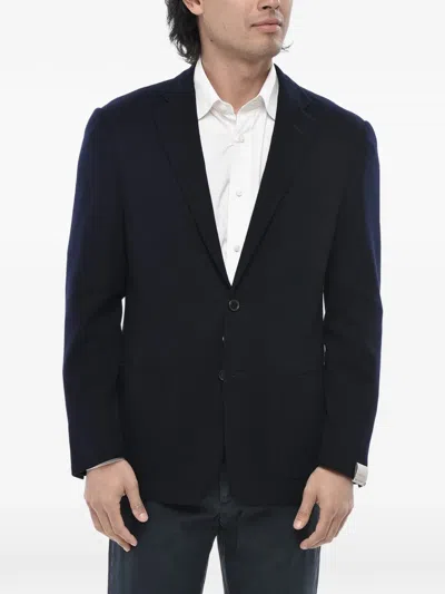 Corneliani Single-breasted Patch-pocket Blazer In Black