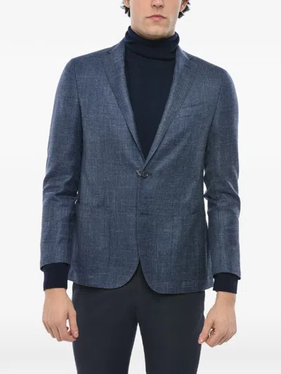 Corneliani Single-breasted Patch-pocket Blazer In Blue