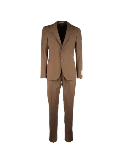Corneliani Single-breasted Patch-pocket Suit In Brown