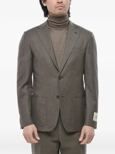 Corneliani Single-breasted Patch-pockets Blazer In Grey