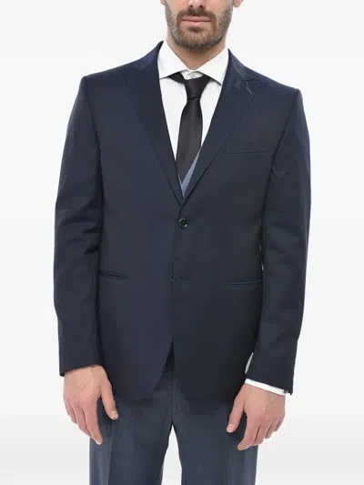 Corneliani Single-breasted Pinstriped Suit In Blue