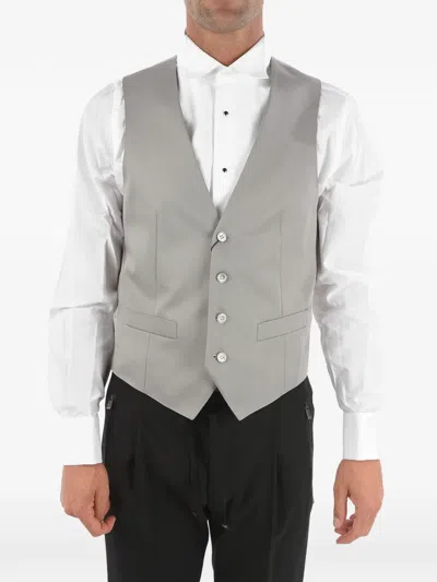 Corneliani Single-breasted Satin Waistcoat In Gray