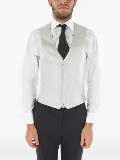 Corneliani Single-breasted Silk Gilet In Gray