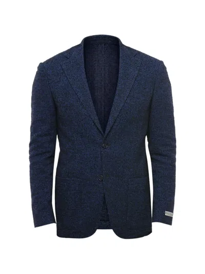 Corneliani Single-breasted Textured Blazer In Blue