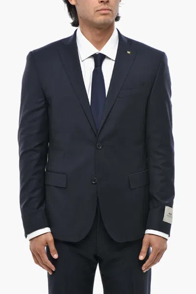 Corneliani Single-breasted Virgin Wool Suit In Blue