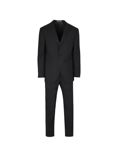 Corneliani Single-breasted Virgin-wool Suit In Black