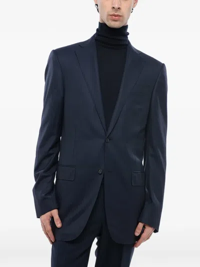 Corneliani Single-breasted Wool Blazer In Blue