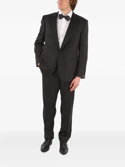 Corneliani Single-breasted Wool Suit In Black