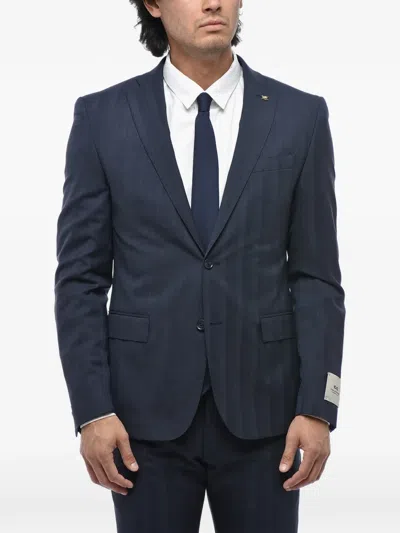 Corneliani Single-breasted Wool Suit In Blue