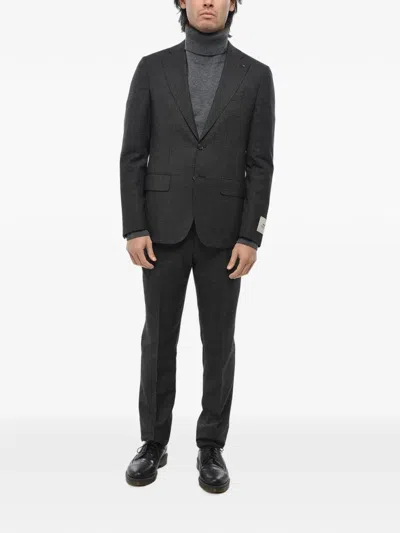 Corneliani Single-breasted Wool Suit In Black