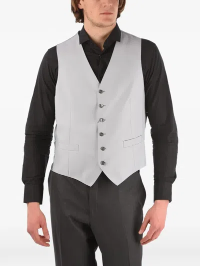 Corneliani Single-breasted Wool Waistcoat In Grey