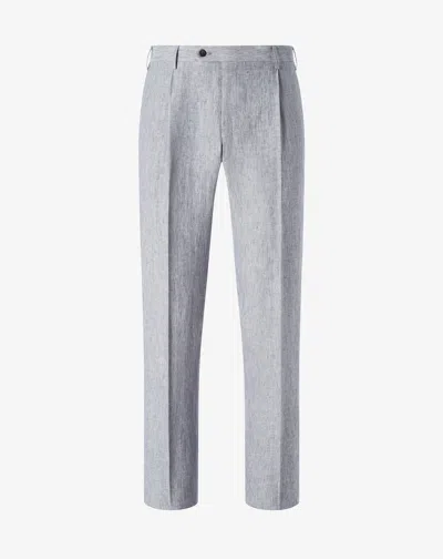 Corneliani Single-dart Grey Trousers Made From Pure Linen Chambray In Gray