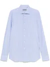 Corneliani Sky Blue Tailored Shirt With Button-down Front In Blue