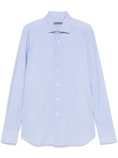 Corneliani Sky Blue Tailored Shirt With Button-down Front