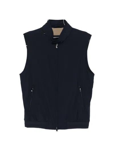Corneliani Zip Sleeveless Gilet In Blue