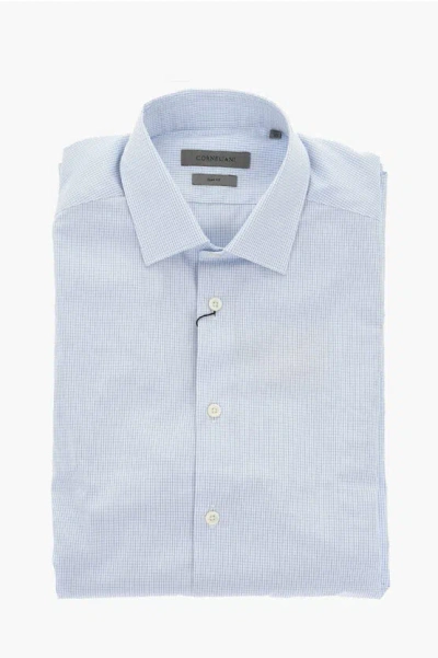 Corneliani Slim Fit Checked Shirt In Blue