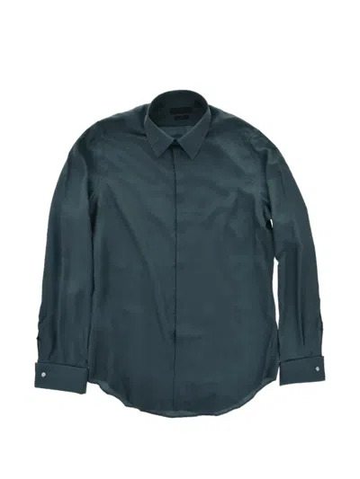 Corneliani Slim-fit Silk Shirt In Green