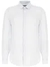 Corneliani Pastel Light Blue Linen Shirt In White