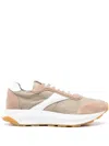 Corneliani Lace-up Panelled Sneakers In Beige