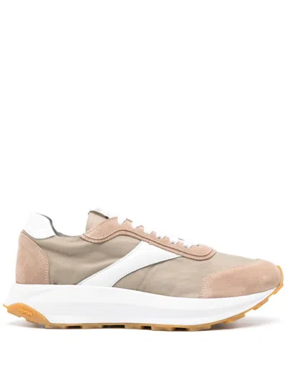 Corneliani Lace-up Panelled Sneakers In White