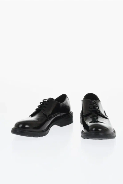 Corneliani Solid Color Brushed Leather Derby Shoes