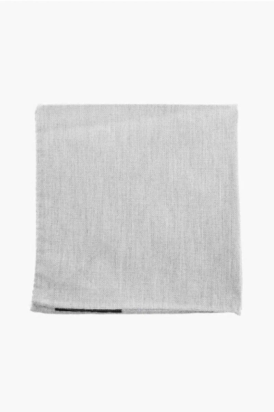 Corneliani Solid Color Cotton And Silk Pocket Square In Gray
