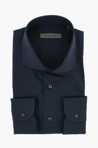 Corneliani Casual Long-sleeve Cotton Dress Shirt In Navy
