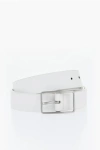 Corneliani Solid Color Leather Belt With Silver-tone Buckle 30mm In White