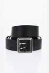 Corneliani Solid Color Leather Belt With Silver-tone Buckle 35mm In Black