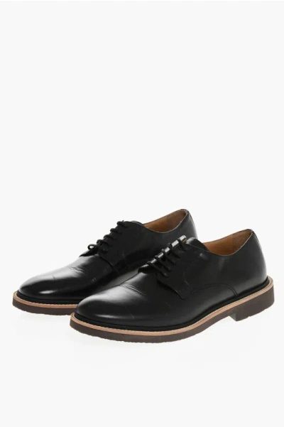 Corneliani Solid Color Leather Derby Shoes