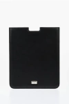 Corneliani Solid Color Leather Tablet Holder With Silver-tone Logo