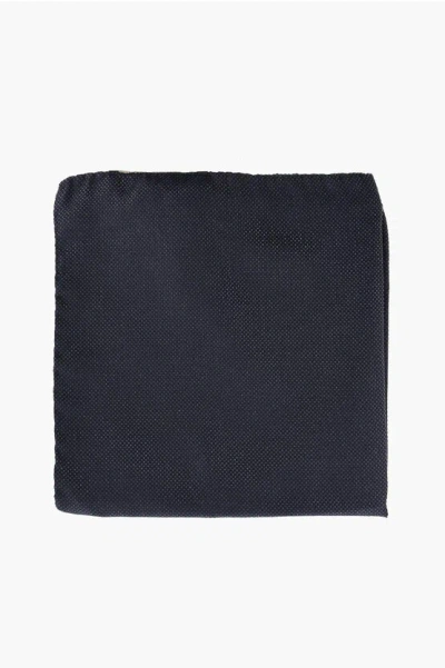 Corneliani Solid Color Lurex Pocket Square In Blue
