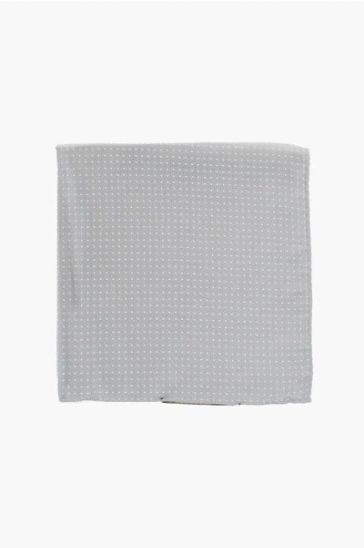 Corneliani Solid Color Pocket Square With Micro Patterns In Gray