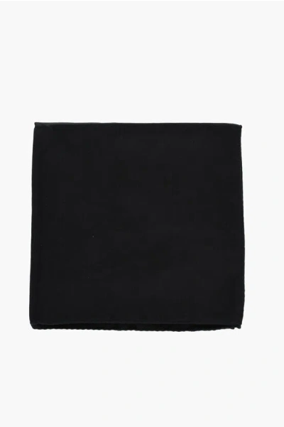 Corneliani Solid Color Pure Silk Pocket Square In Black