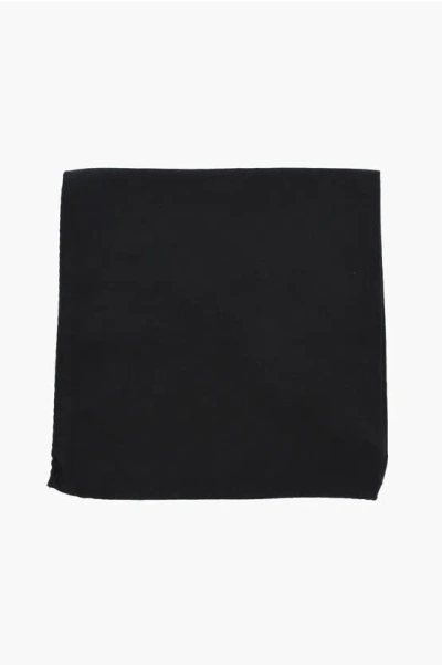 Corneliani Solid Color Pure Silk Pocket Square In Black