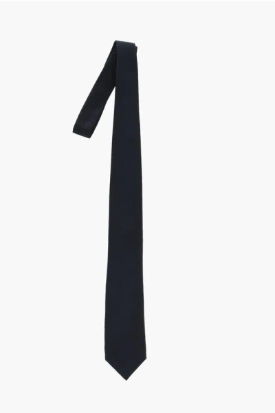 Corneliani Solid Color Pure Silk Tie In Black