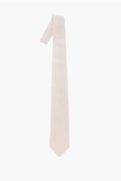 Corneliani Solid Color Satin Tie In Neutral