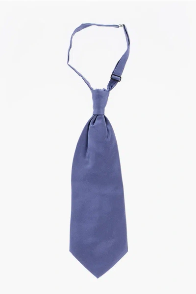 Corneliani Solid Color Silk Ascot Tie In Blue