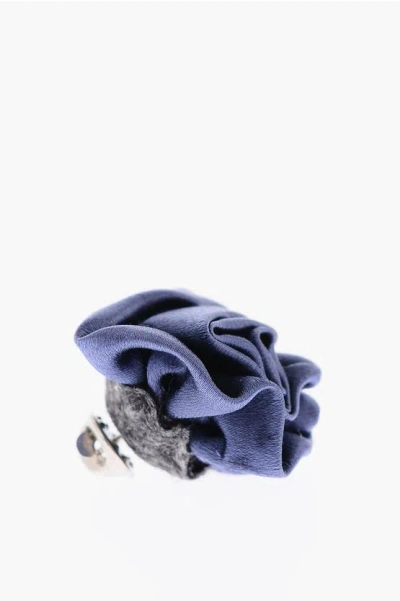 Corneliani Solid Color Silk Blend Brooch In Blue