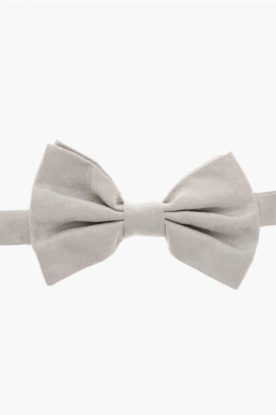 Corneliani Solid Color Silk Bow Tie With Micro Patterns In Neutral
