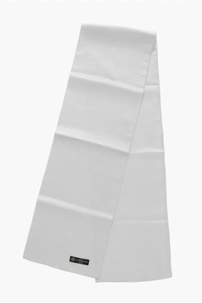 Corneliani Solid Color Silk Foulard With Micro Patterns In White
