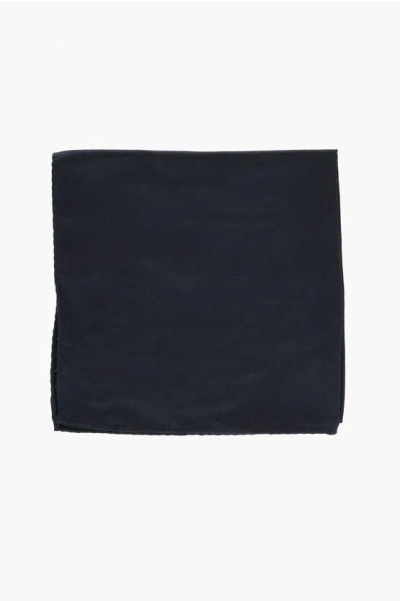 Corneliani Solid Color Silk Pocket Square In Black