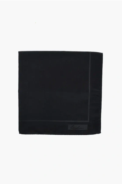 Corneliani Solid Color Silk Pocket Square In Black